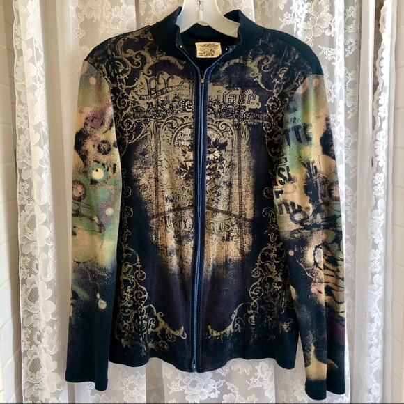 🌸HOST PICK🌸SKINNY MINNIE*NWOT Embellished Zip-Up - Picture 3 of 8